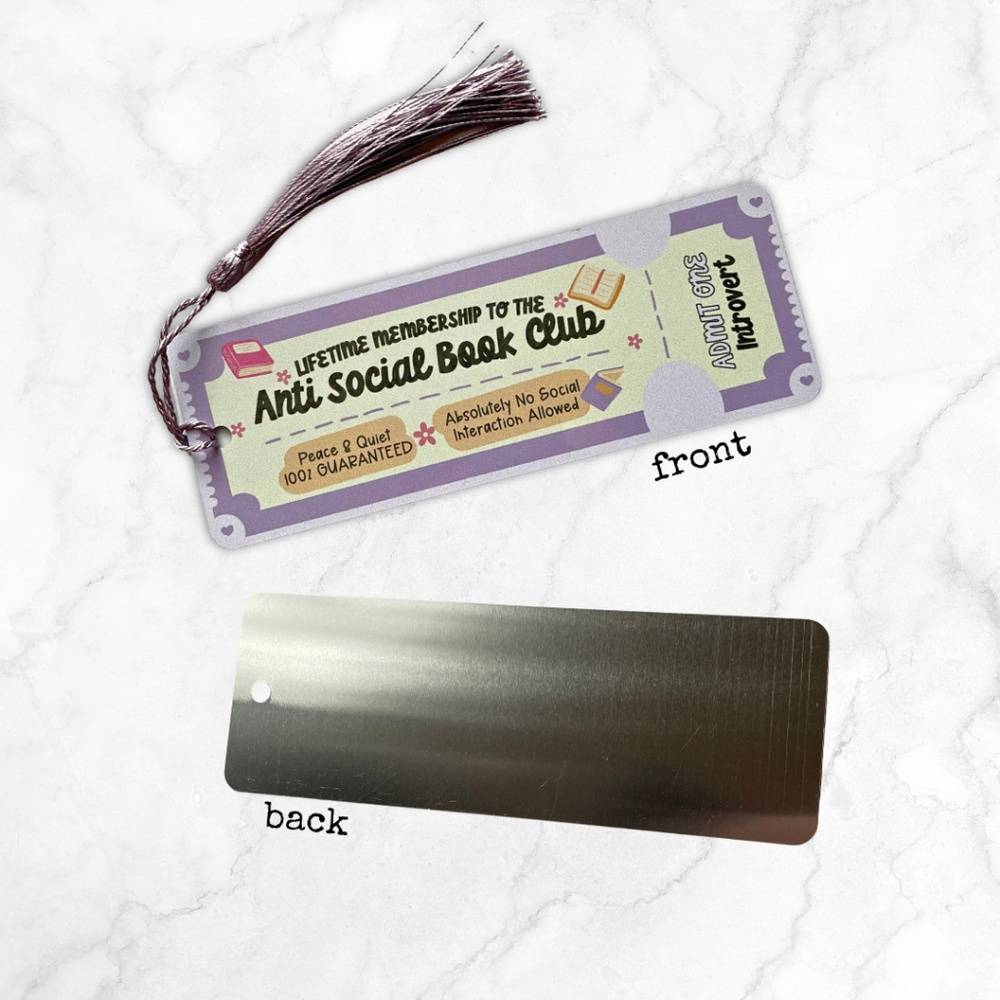 Anti Social Book Club Metal Bookmark Bookish Gift