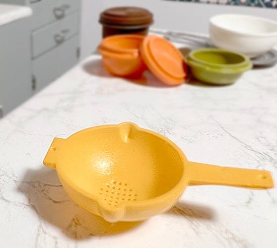 Dollhouse Miniature Vintage Yellow Kitchen Colander;  1:12 scale