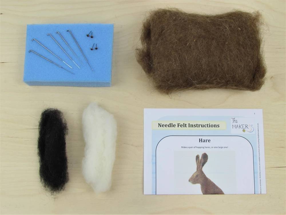 Needle felted hares kit by The Makerss