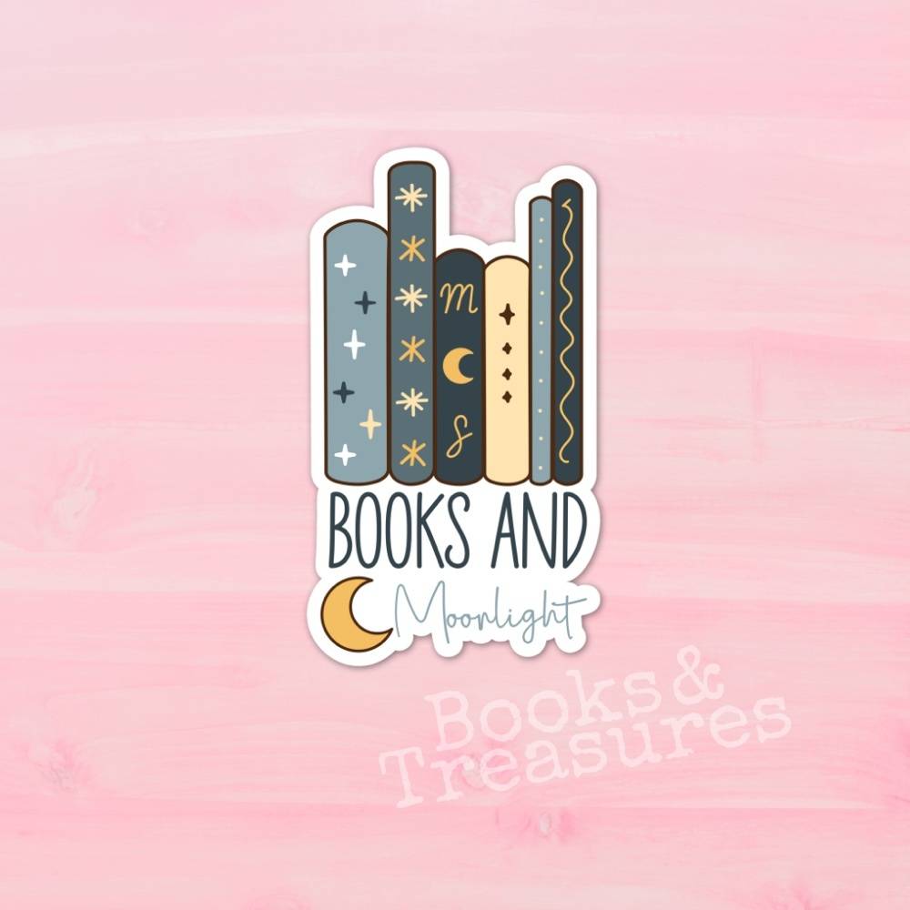 Books & Moonlight Vinyl Sticker