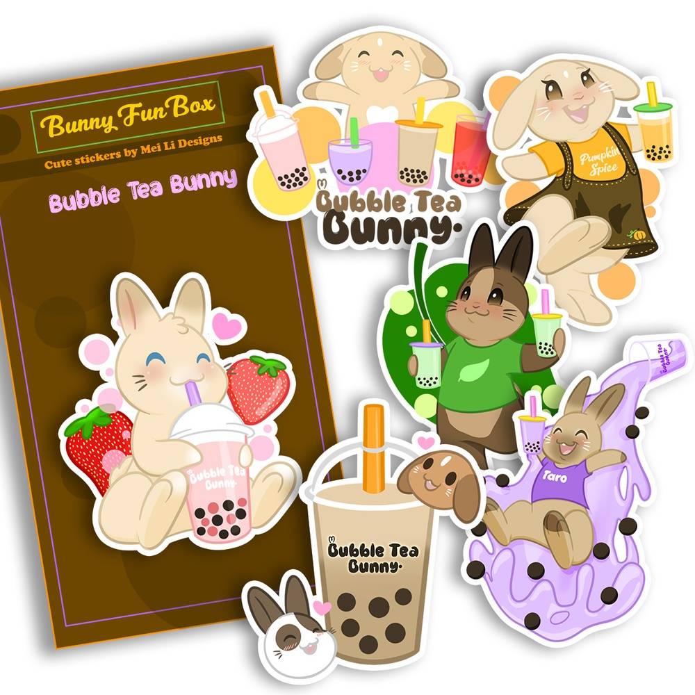 Bubble Tea Bunny Vinyl Stickers