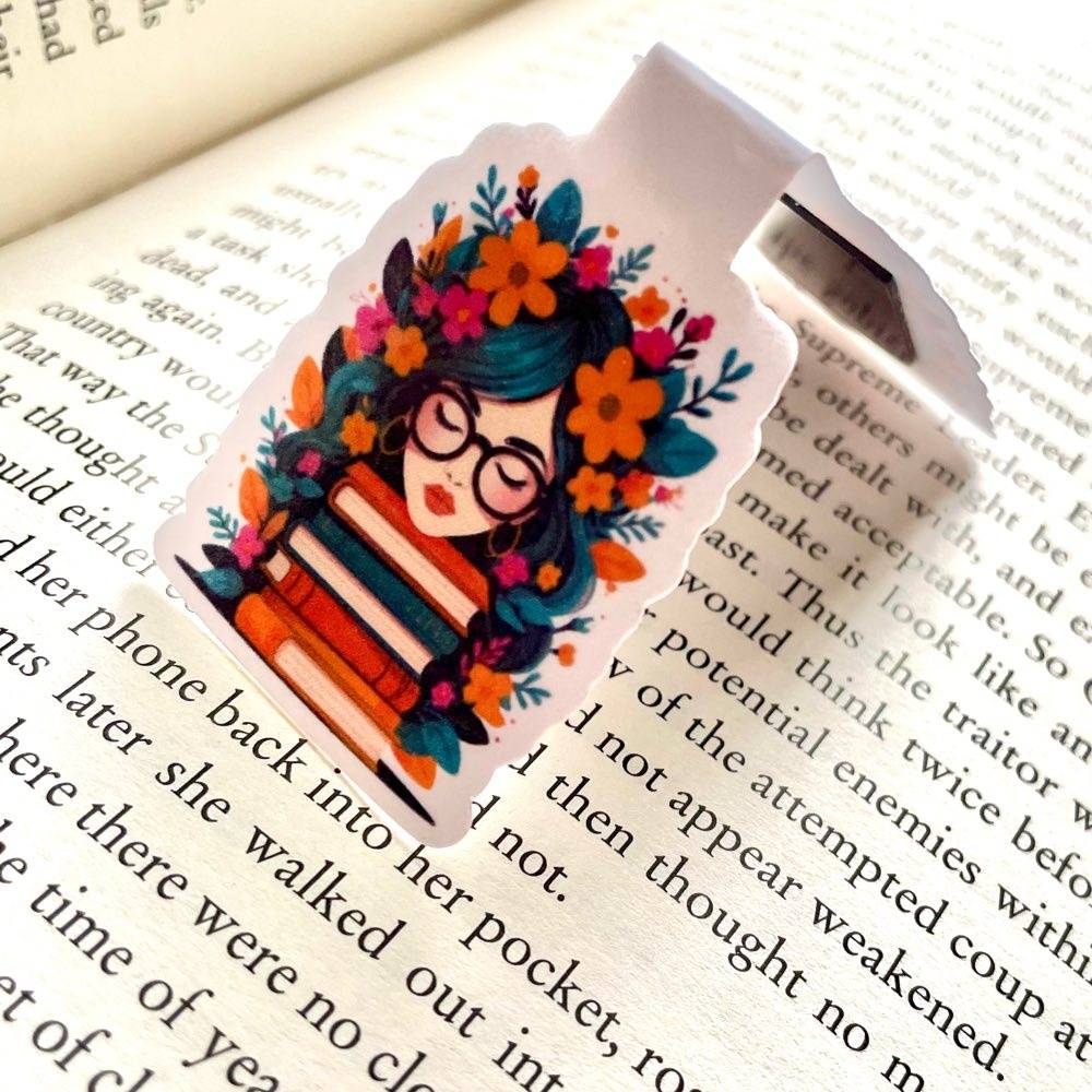 Bookish Girl with Flowers in her Hair Magnetic Bookmark