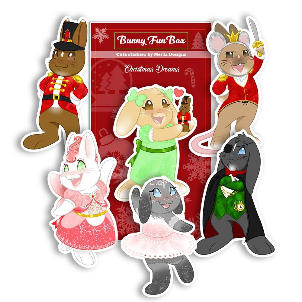 Nutcracker Bunnies Vinyl Stickers