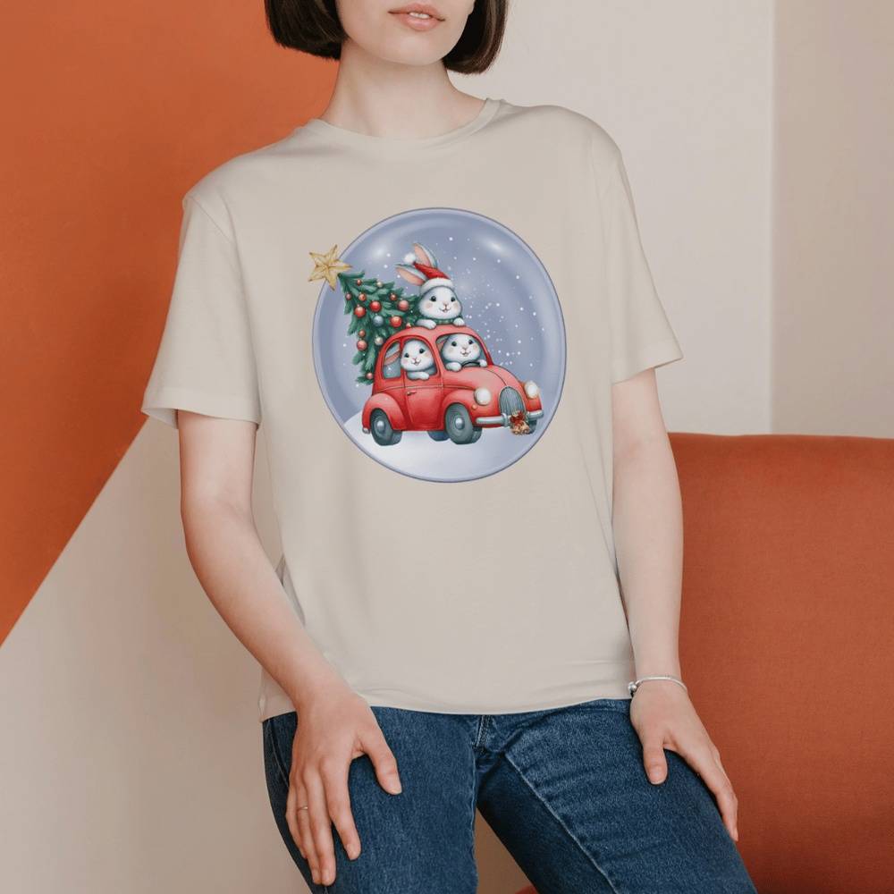 Bunny Snow Globe Holiday T-Shirt | Natural