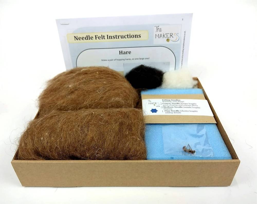 Needle felted hares kit by The Makerss