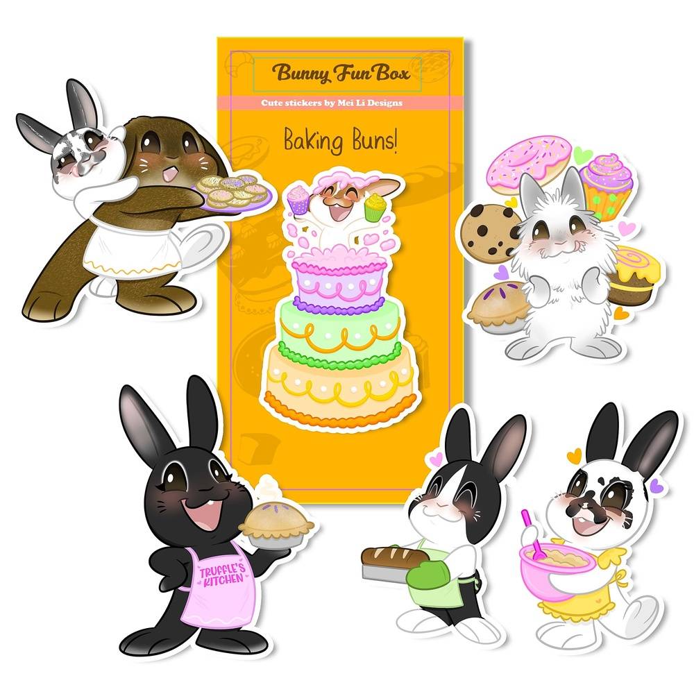 Baking Bunnies Vinyl Stickers