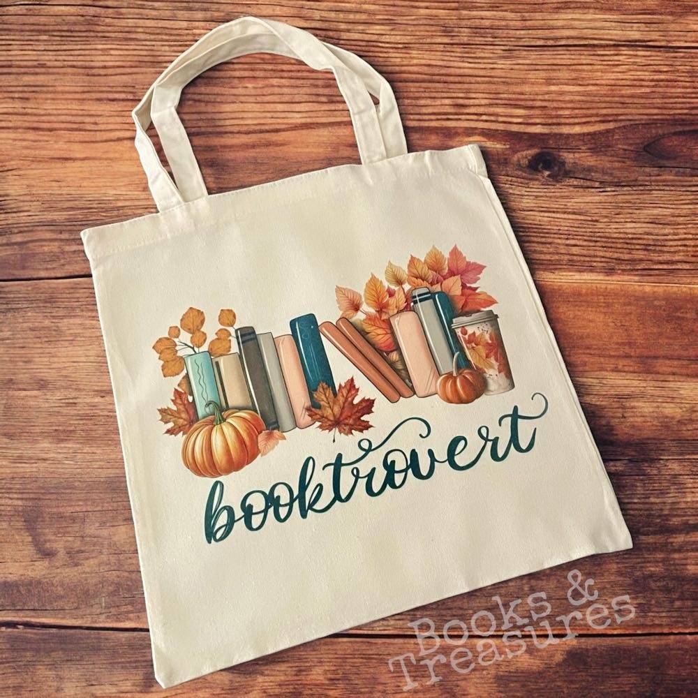 Autumn Booktrovert Bookish Fall Tote Bag