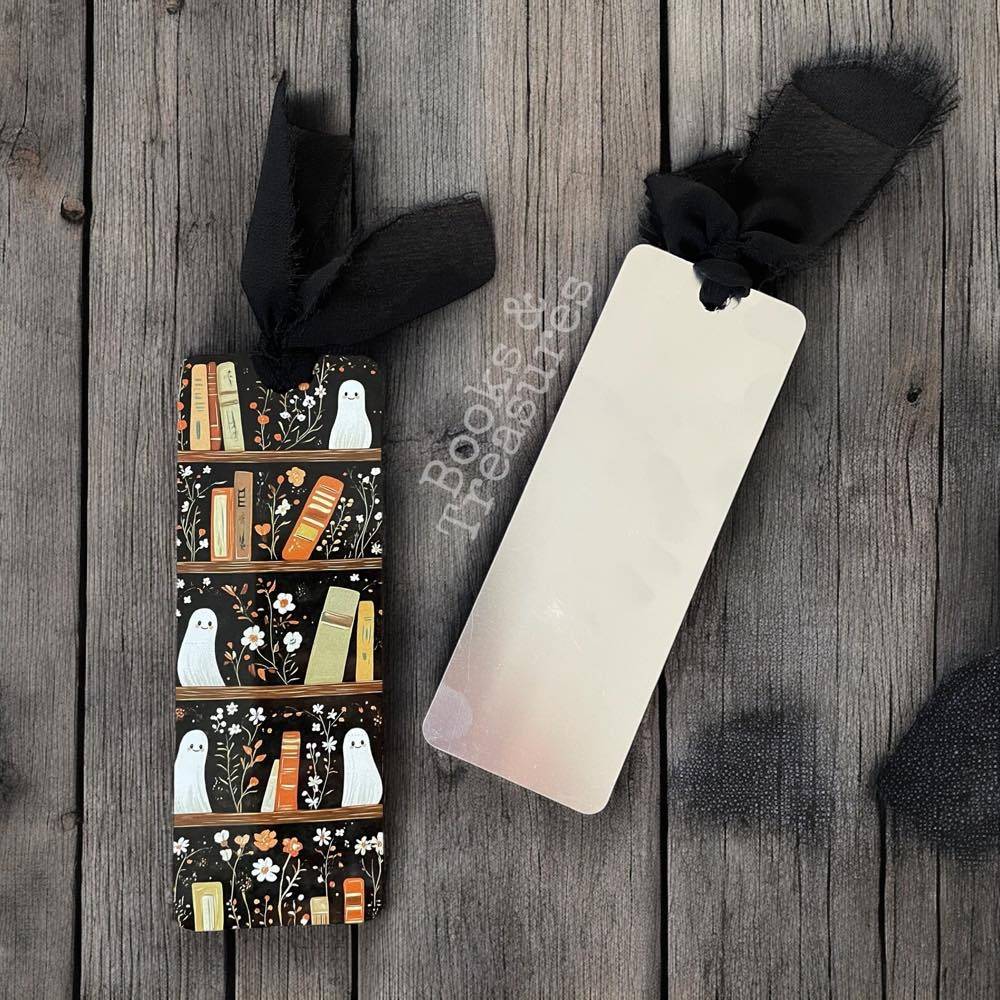 Ghost Bookshelf Bookish Metal Bookmark