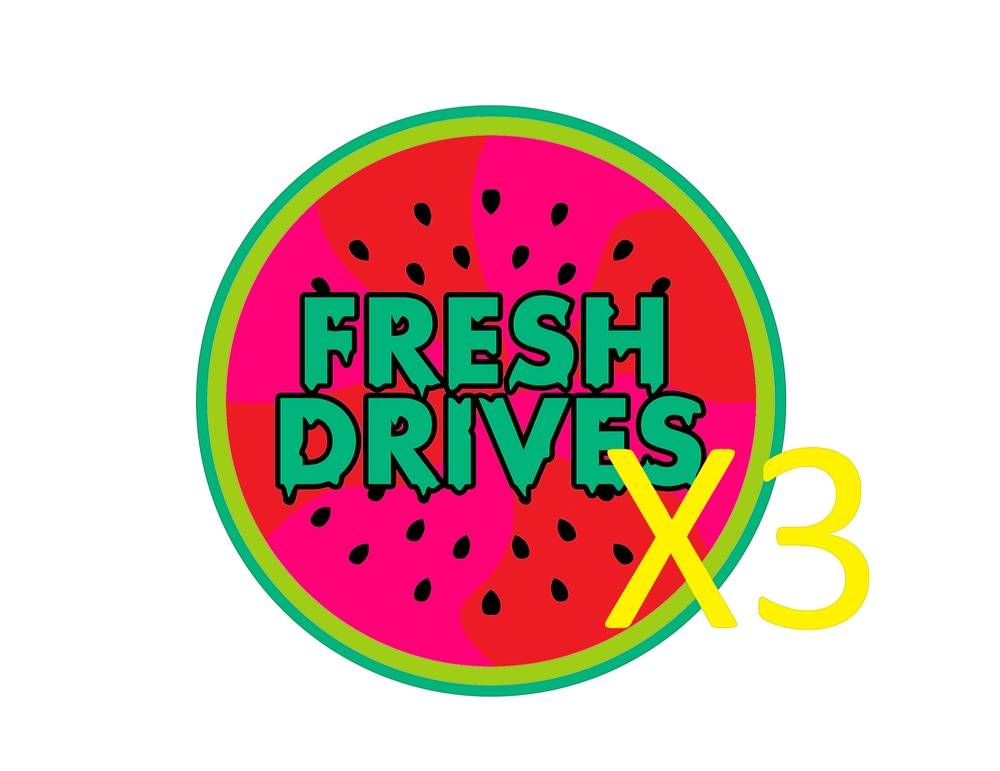 FRESH DRIVES WATER MELON BUMPER STICKER 3 PACK