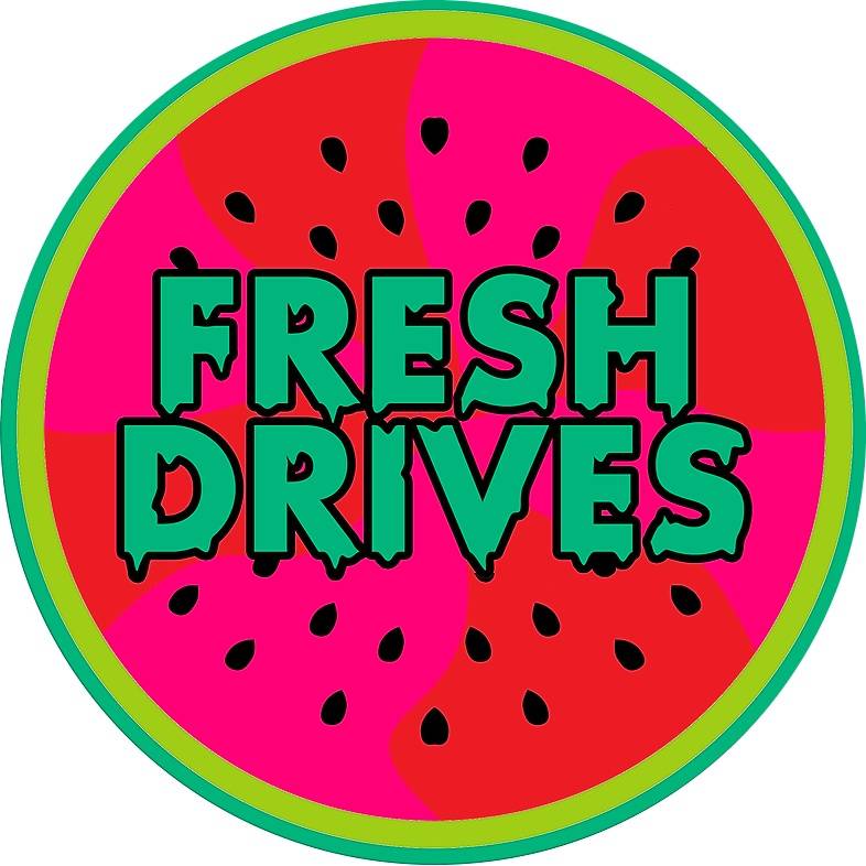 FRESH DRIVES WATER MELON BUMPER STICKER