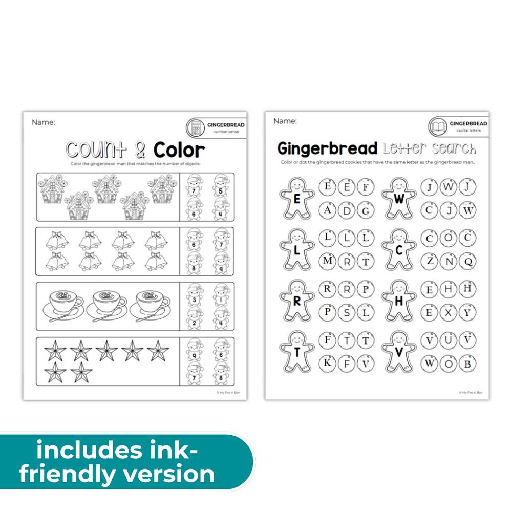 PRINT AT HOME: Gingerbread Preschool Fun Pack