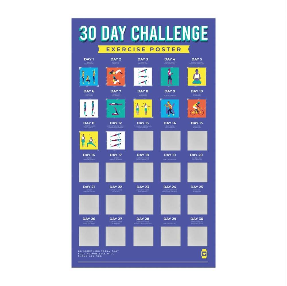 30 Day Challenge Exercise Scratch Poster