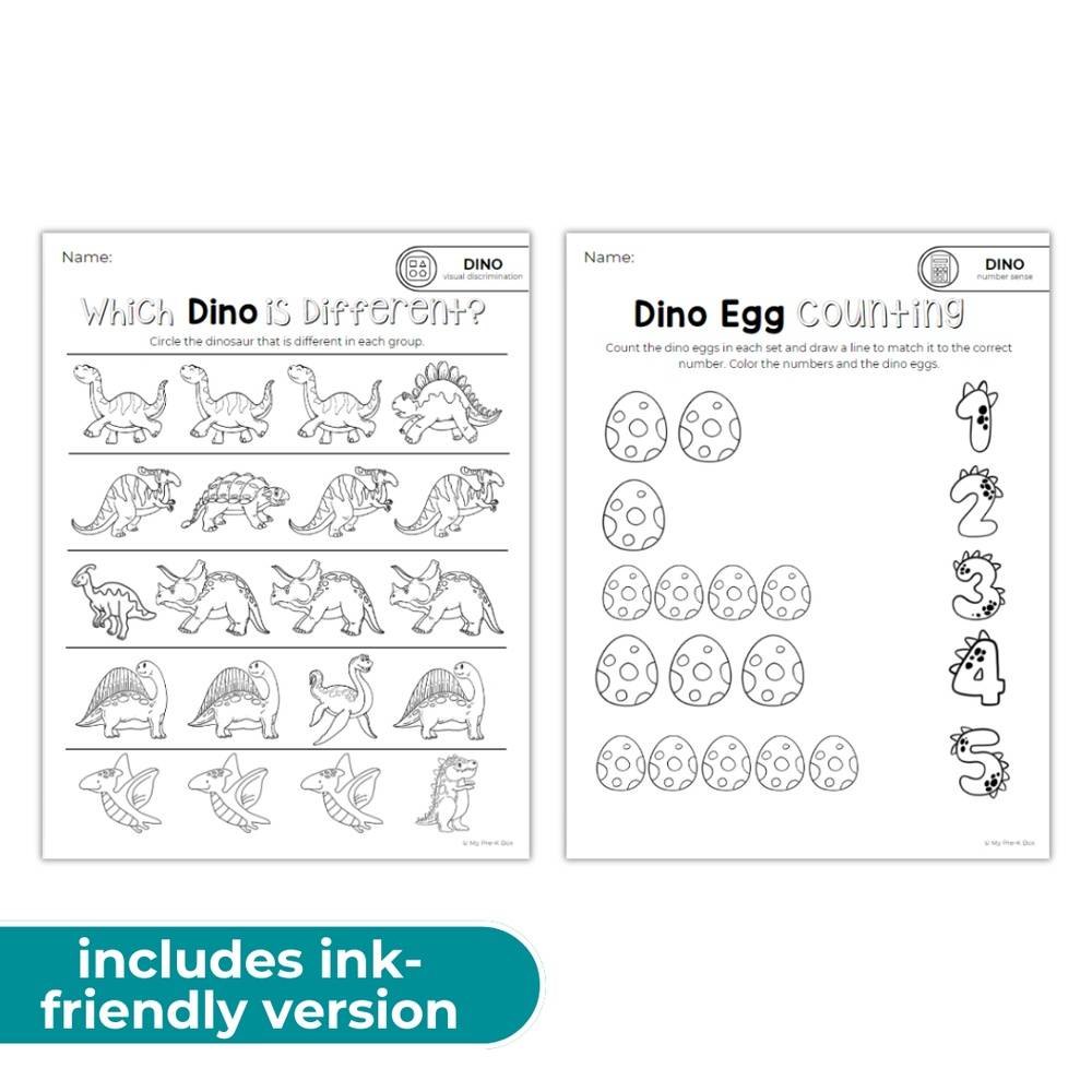 PRINT AT HOME: Dino Preschool Fun Pack