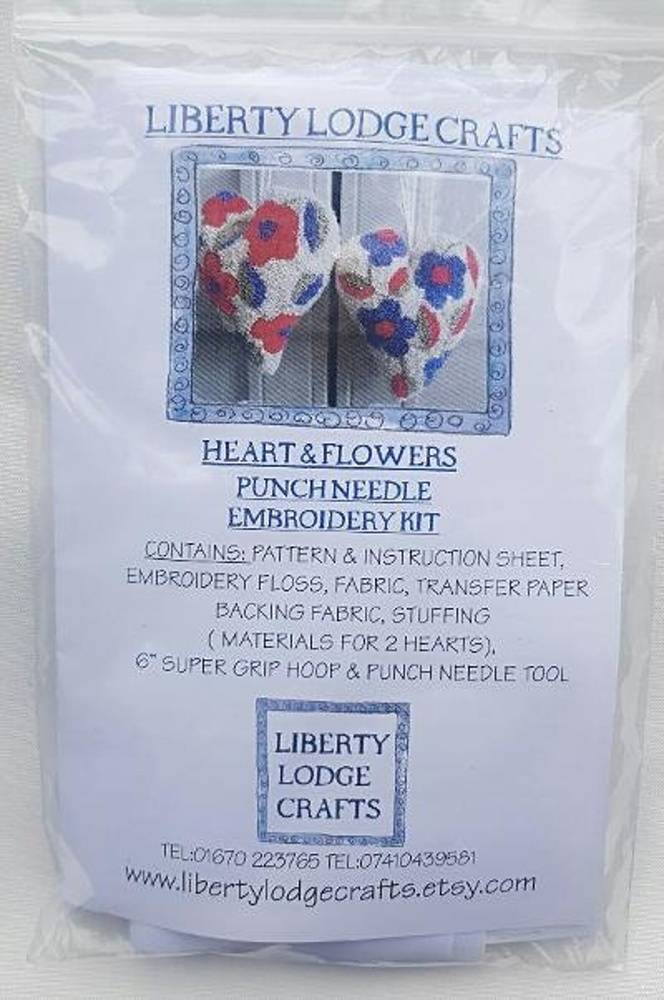 Fine punch needle hearts kit from Liberty Lodge Crafts