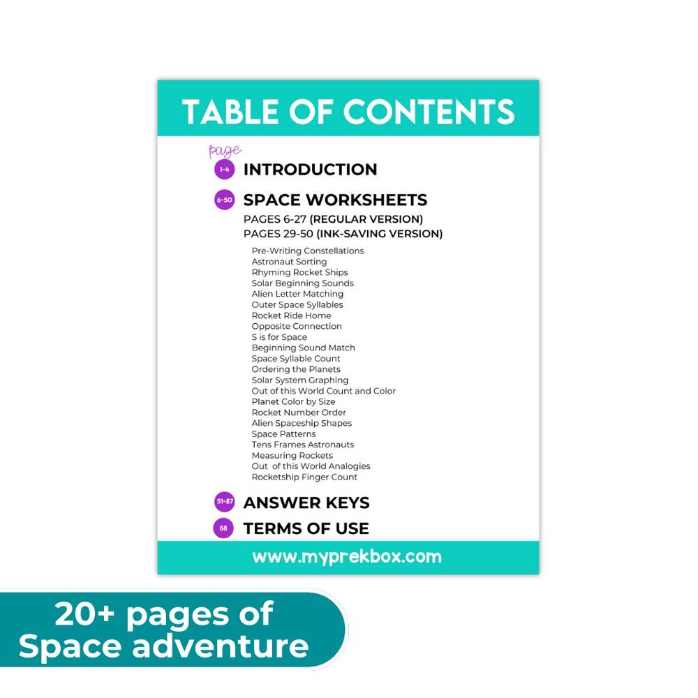 PRINT AT HOME: Space Preschool Fun Pack