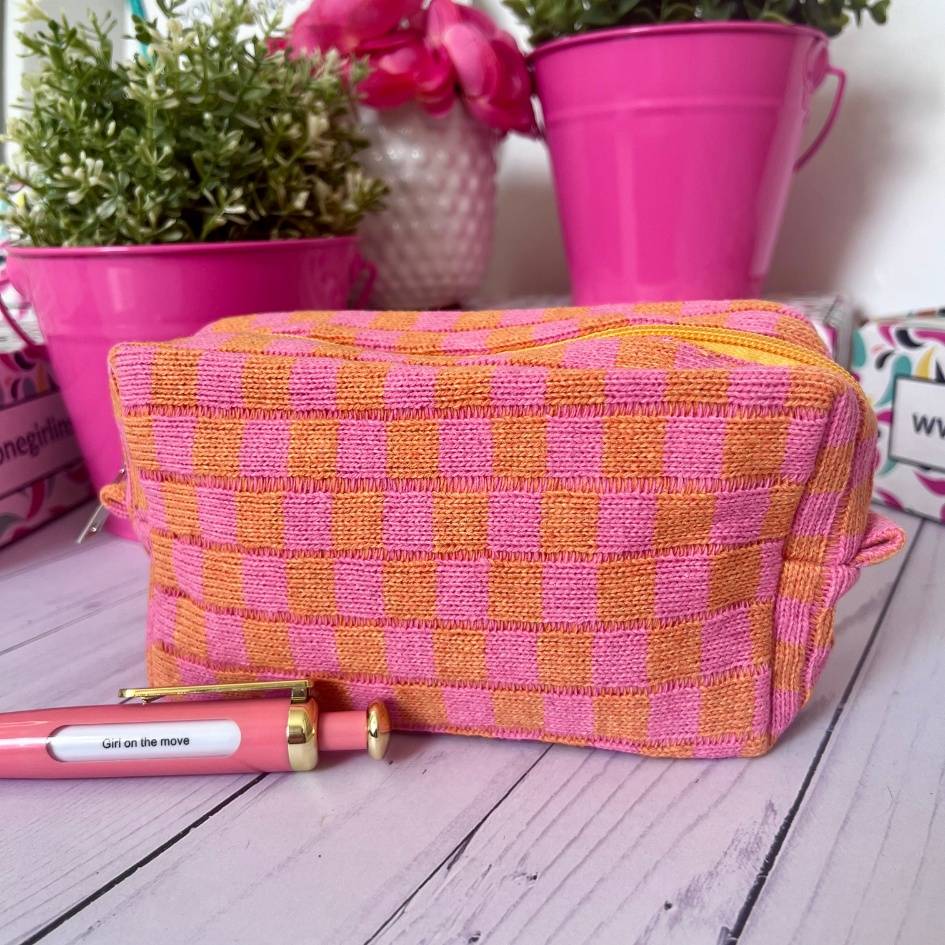 Checkered Cosmetic Pouch