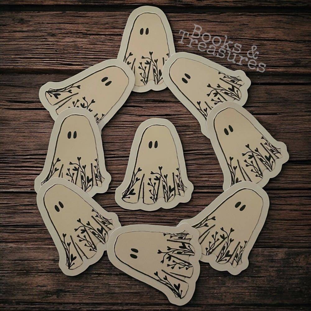 Ghost Vinyl Sticker Hand Drawn Set of 4