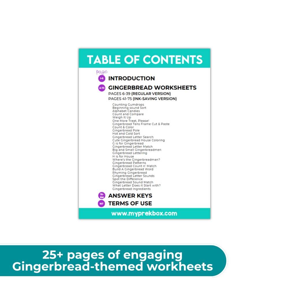 PRINT AT HOME: Gingerbread Preschool Fun Pack