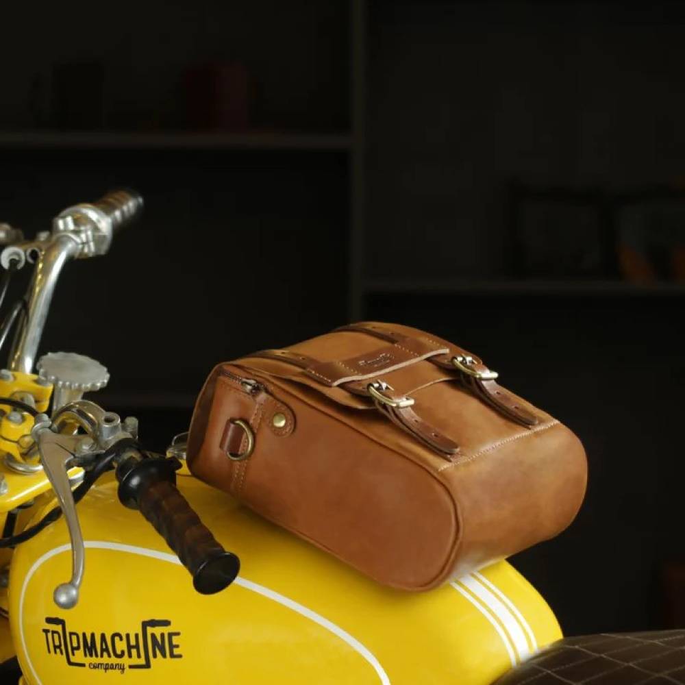 Trip Machine Leather Tank & Tail Bag - Tan