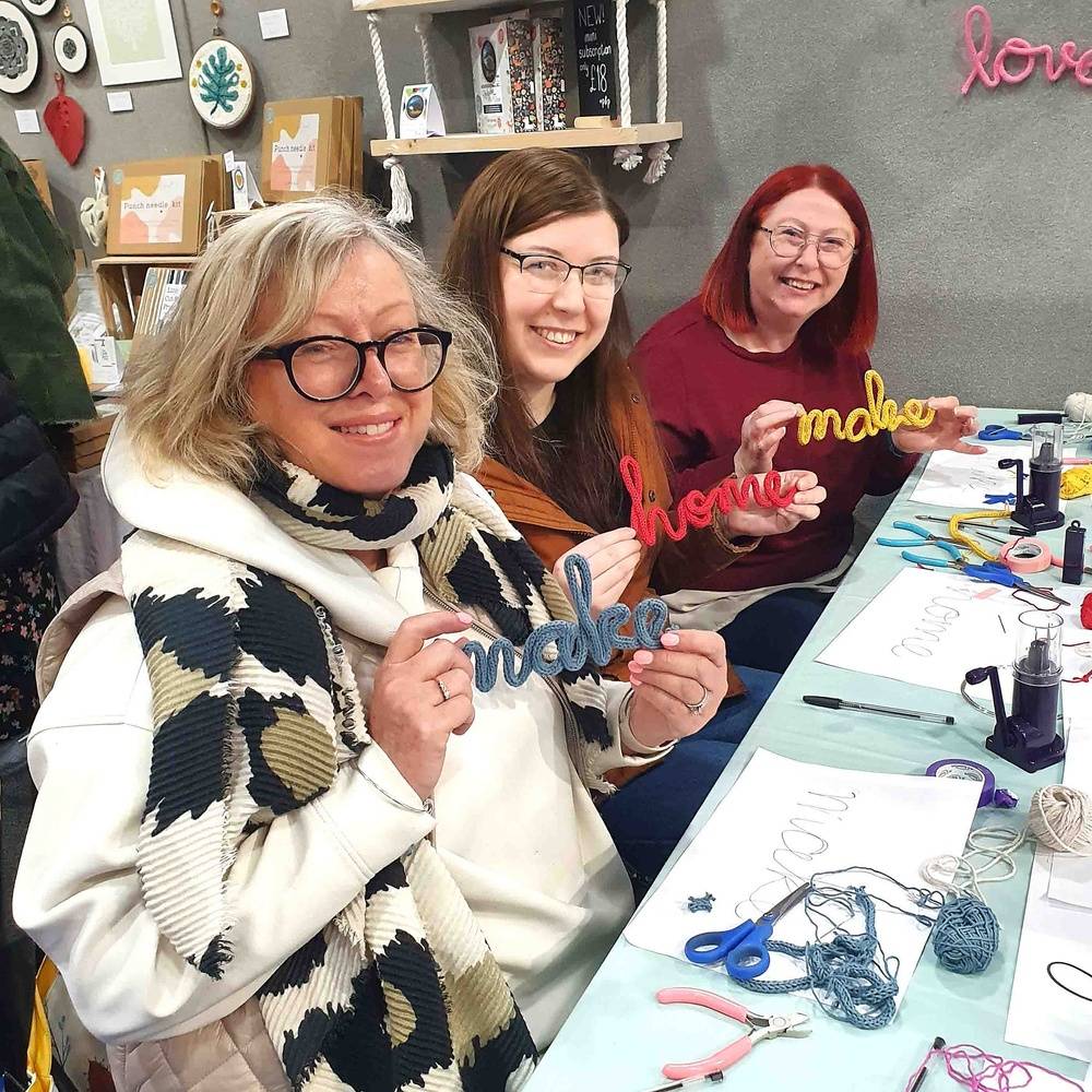 Knitted wire words workshop at Flourish - Friday 24th January