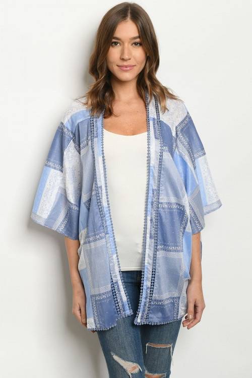 Boho Blue Patch Cardigan