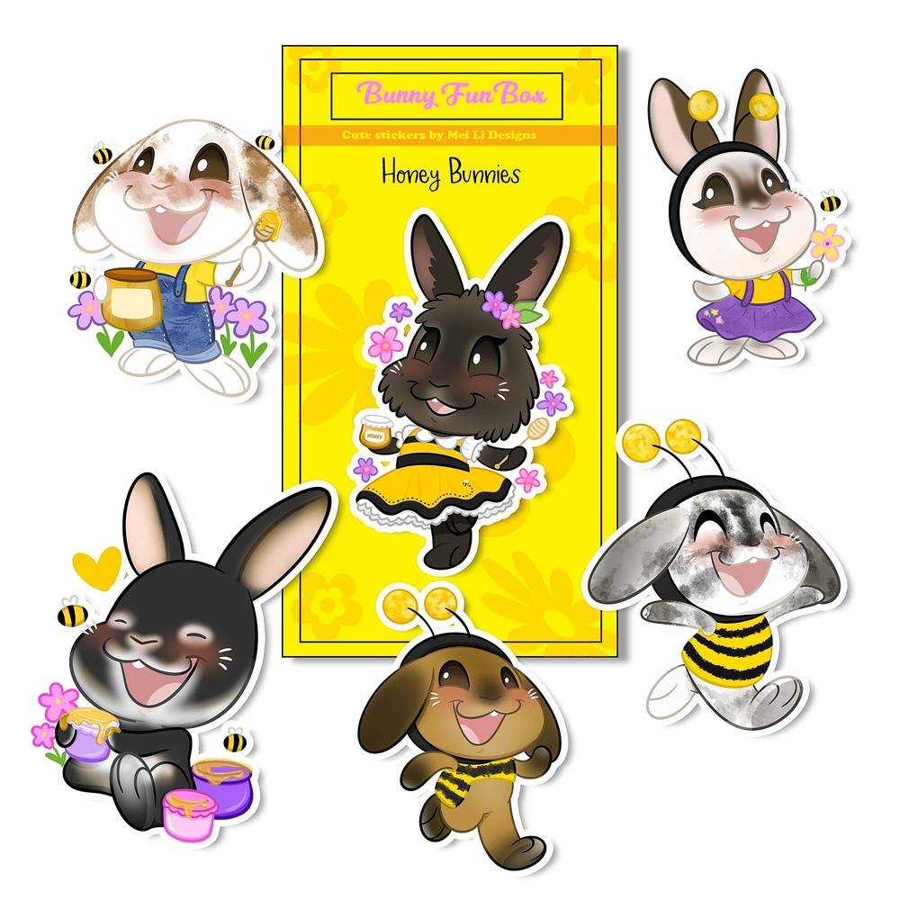 Bees and Bunnies Vinyl Stickers