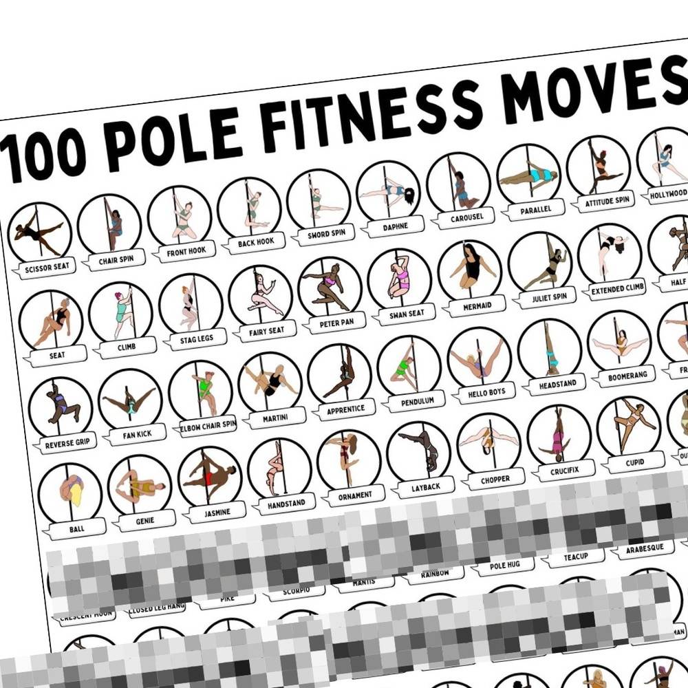 100 Pole Fitness Moves A3 Poster