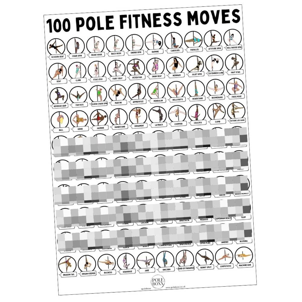 100 Pole Fitness Moves A3 Poster