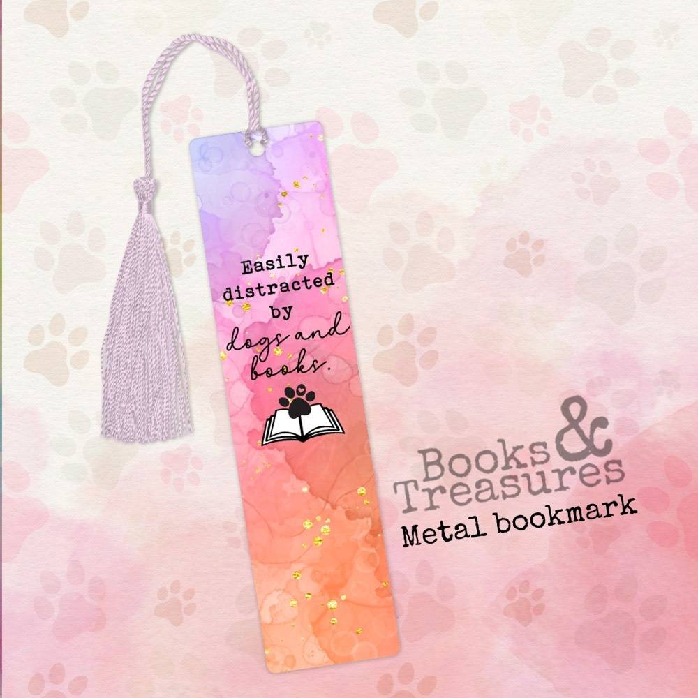 Dogs & Books Metal Bookmark