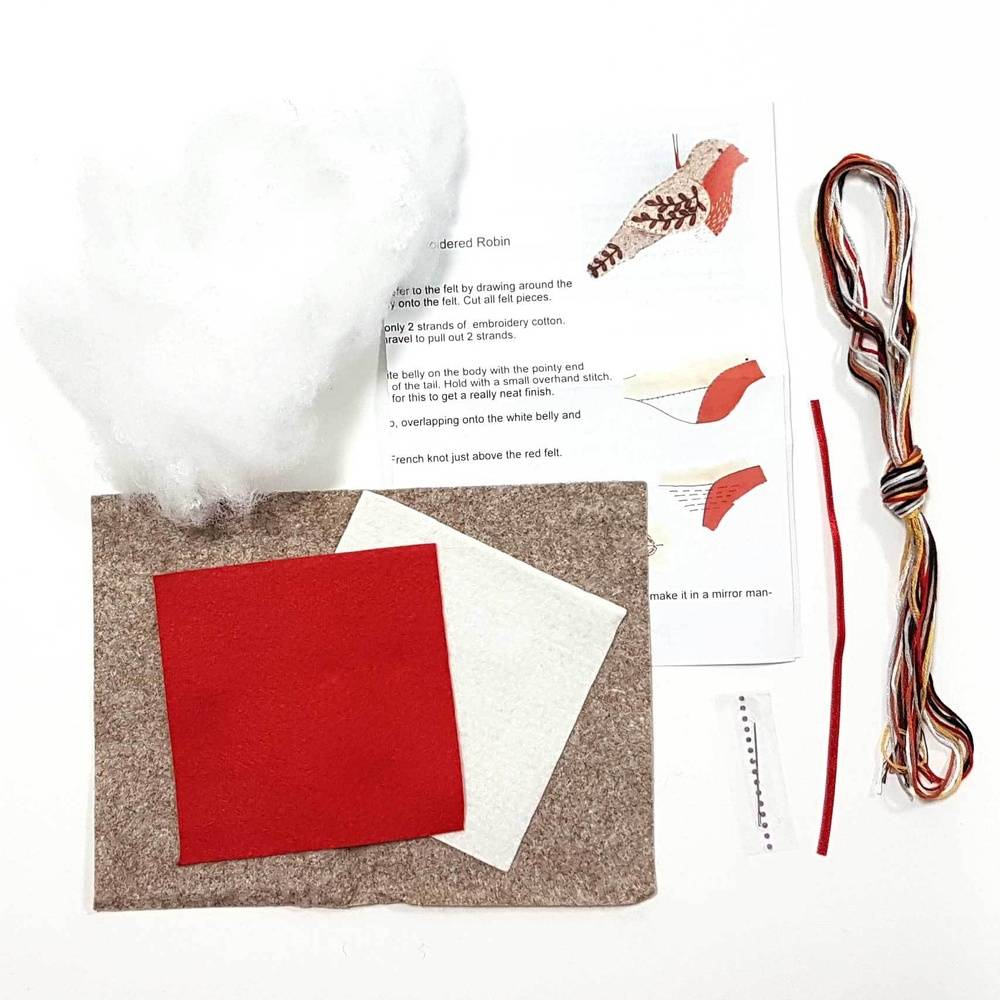 Felt embroidered robin decoration kit from Corinne Lapierre