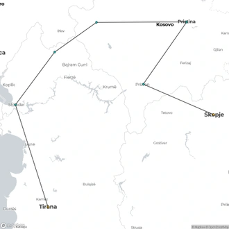 tourhub | Crooked Compass | Untamed Northern Albania, Kosovo and North Macedonia | Tour Map