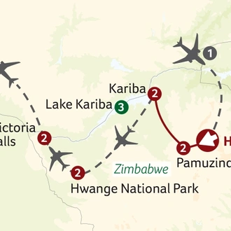 tourhub | Titan Travel | Zimbabwe - The Path to the Smoke that Thunders | Tour Map
