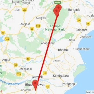 tourhub | Agora Voyages | Bhubaneshwar to Similipal National Park - Extension Tour | Tour Map