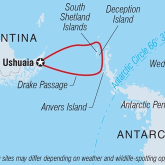 tourhub | Intrepid Travel | Best of Antarctica: Whale Journey (Ocean Endeavour) | Tour Map