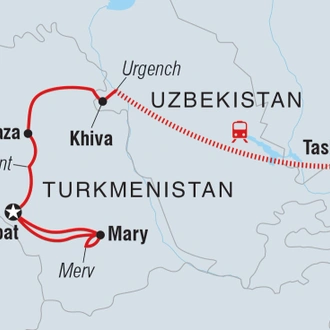 tourhub | Intrepid Travel | Tashkent to Ashgabat | Tour Map