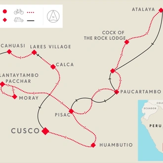 tourhub | SpiceRoads Cycling | Biking Peru From The Andes To The Amazon | Tour Map