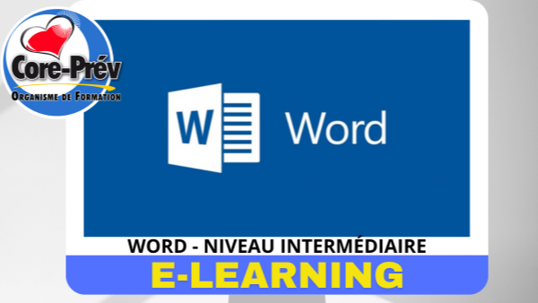 Représentation de la formation : WORD - NIVEAU INTERMÉDIAIRE