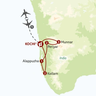 tourhub | Saga Holidays | Classic Kerala | Tour Map