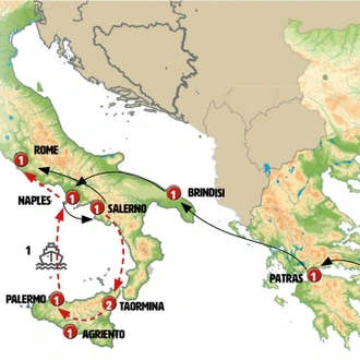 tourhub | Europamundo | Athens, Peninsula, Heart of Italy with Sorrento | Tour Map