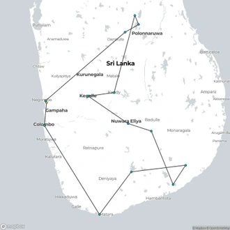 tourhub | Ran Lanka Tour Holidays (pvt) Ltd | Elephant in Sri Lanka | Tour Map