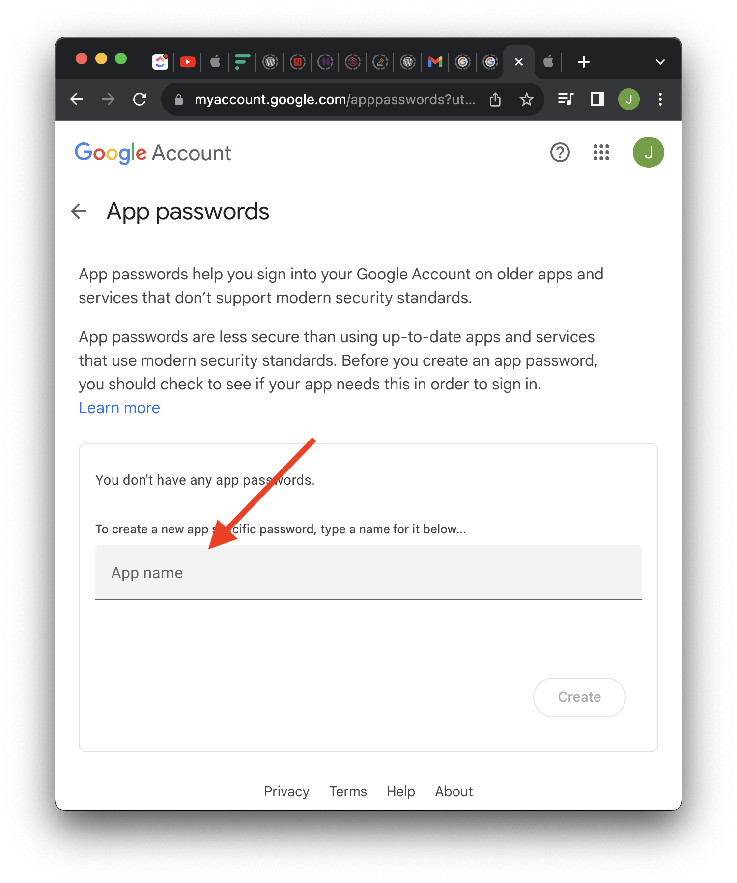 Google Account App Passwords