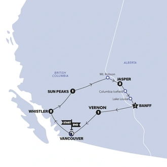 tourhub | Contiki | Canada & the Rockies | 2026 | Tour Map