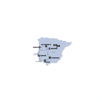 tourhub | Contiki | Spain & Portugal Highlights | Winter | 2025/2026 | Tour Map