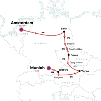 tourhub | G Adventures | Essential Western Europe: Amsterdam, Berlin & Epic Views | Tour Map