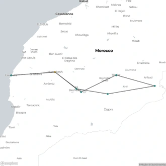 tourhub | Oasis Overland | MARRAKECH to MARRAKECH (12 days) Souks, Sand Dunes & Surf | Tour Map