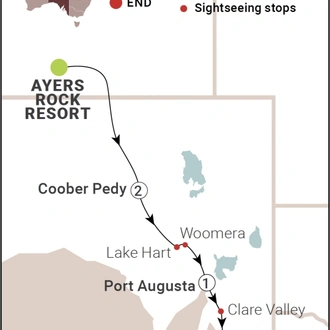 tourhub | AAT Kings | Outback Explorer: Uluru to Adelaide | Tour Map