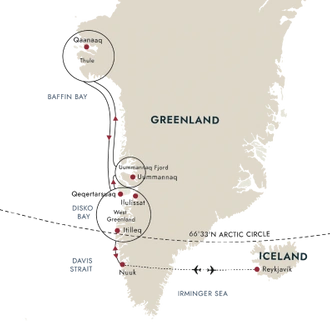 tourhub | HX Hurtigruten Expeditions | Grand Greenland – Mythical Lands of the North | Tour Map