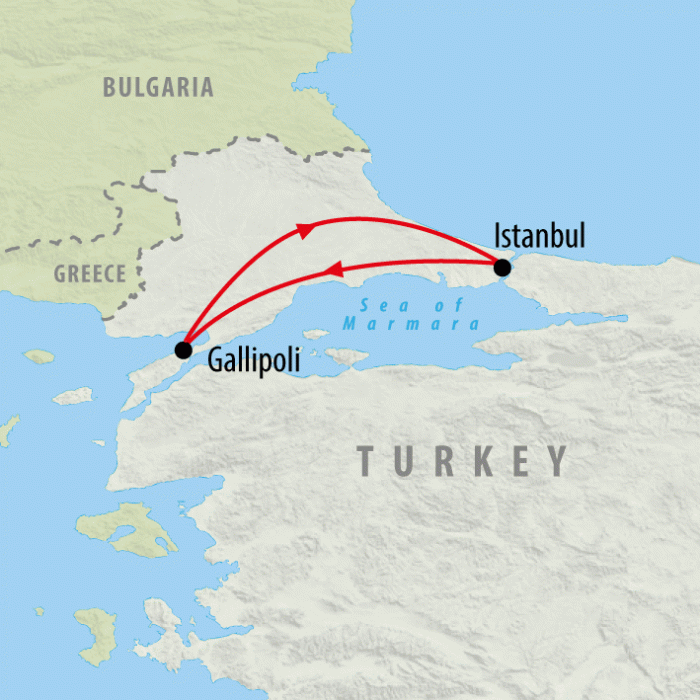 tourhub | On The Go Tours | ANZAC Day & Istanbul - 5 Days | Tour Map