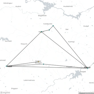 tourhub | Agora Voyages | Hubli to Badami & Hampi UNESCO WHS Tour | Tour Map