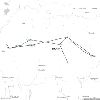 tourhub | Encounters Travel | Birds of Bhutan tour | Tour Map